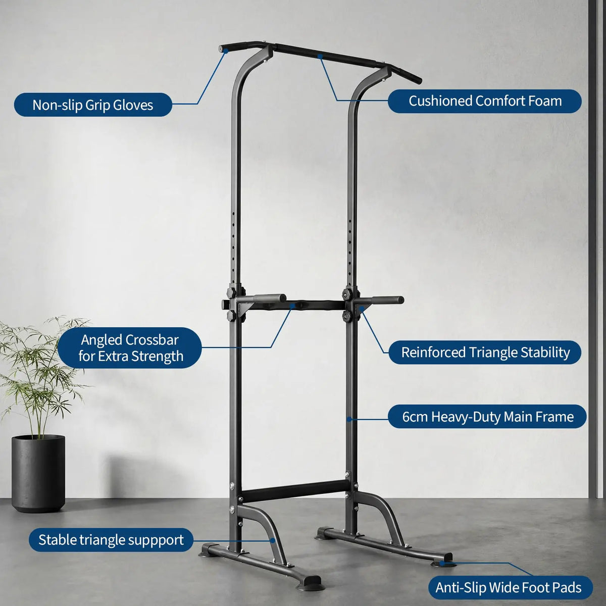 HiMiss Multifunction Power Tower Dip Station With Pull Up Bar