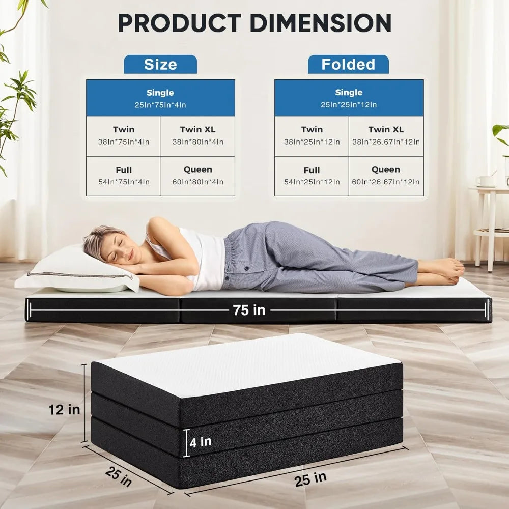 Xiaolang Tri Fold Memory Foam Mattress Portable Floor Bed
