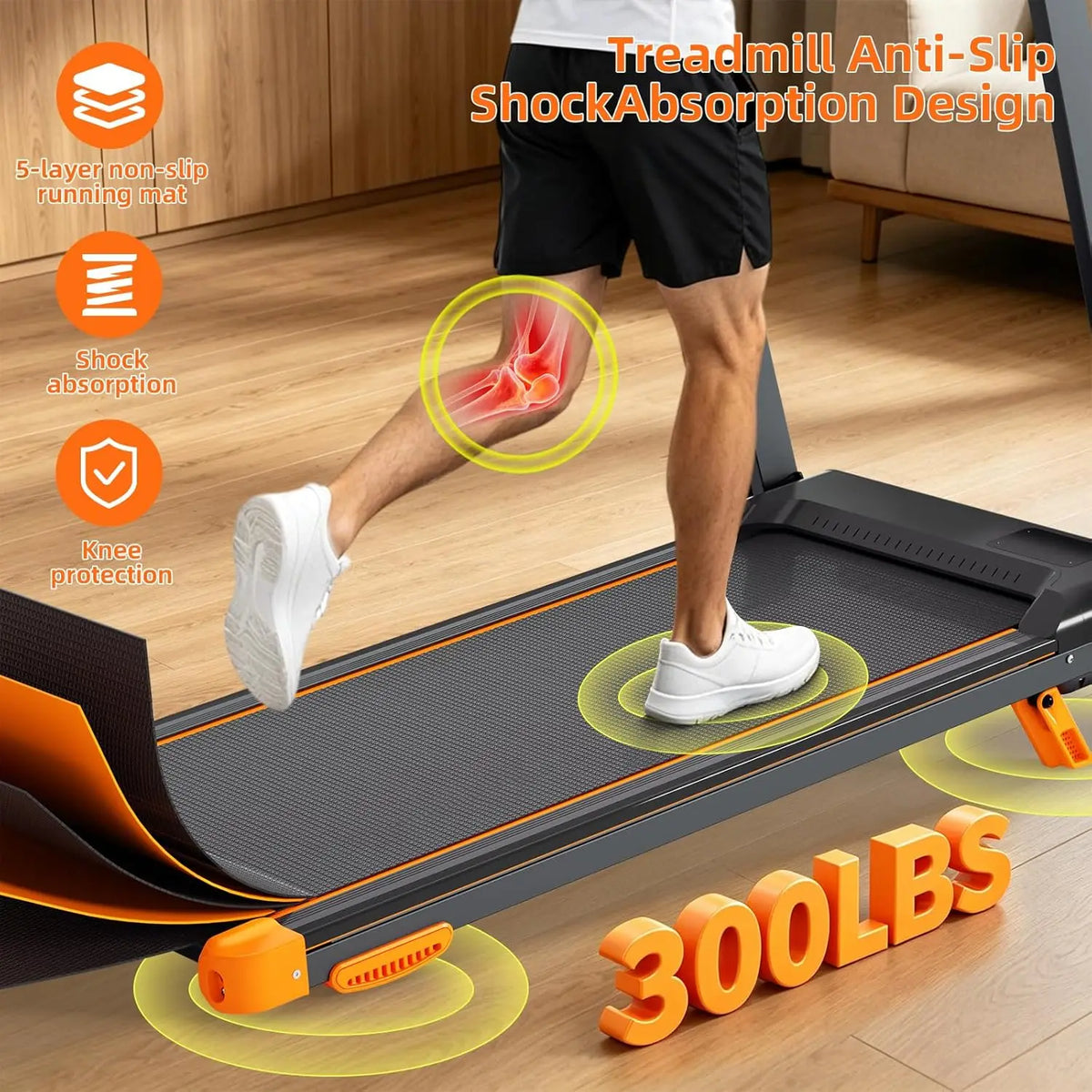 Foldable Walking Pad Treadmill With Adjustable Incline And Bluetooth