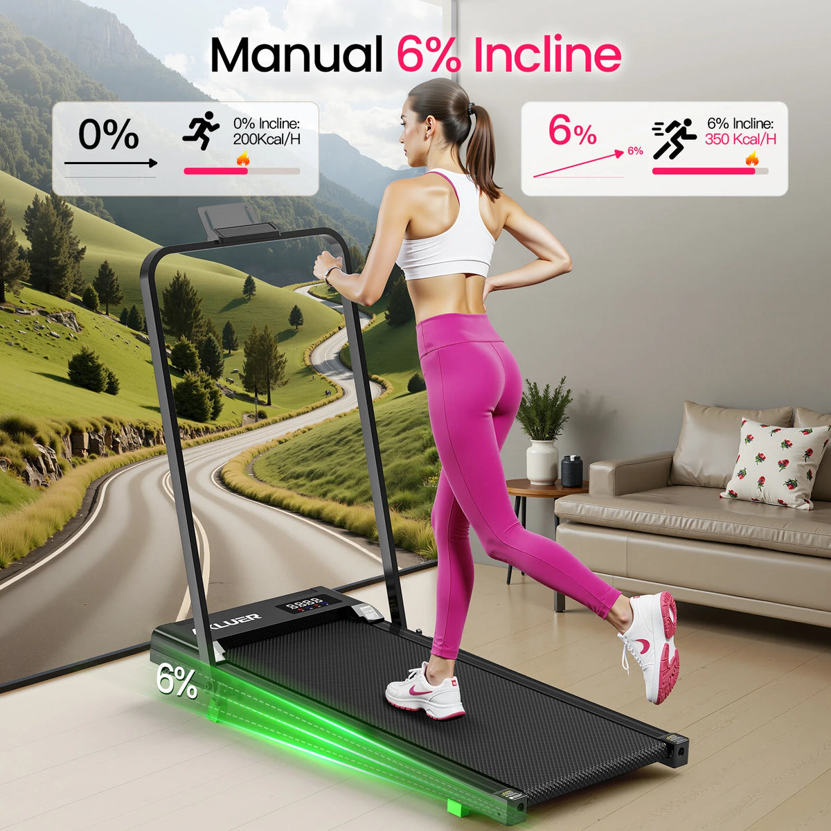 Akluer Portable Under Desk Walking Pad Treadmill With Remote