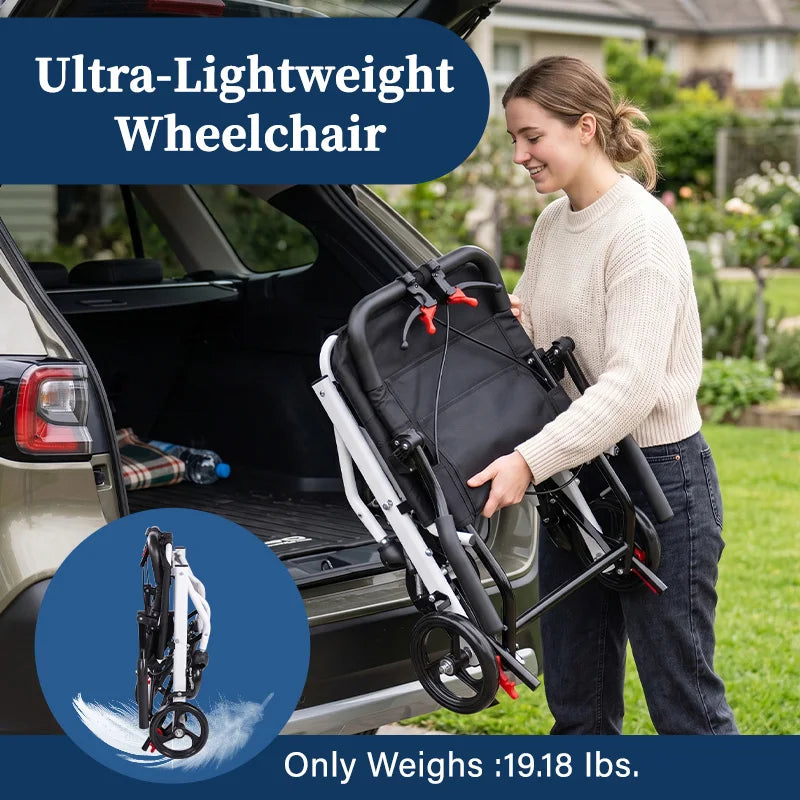 CvitalelPersd Lightweight Foldable Travel Wheelchair For Adults And Seniors