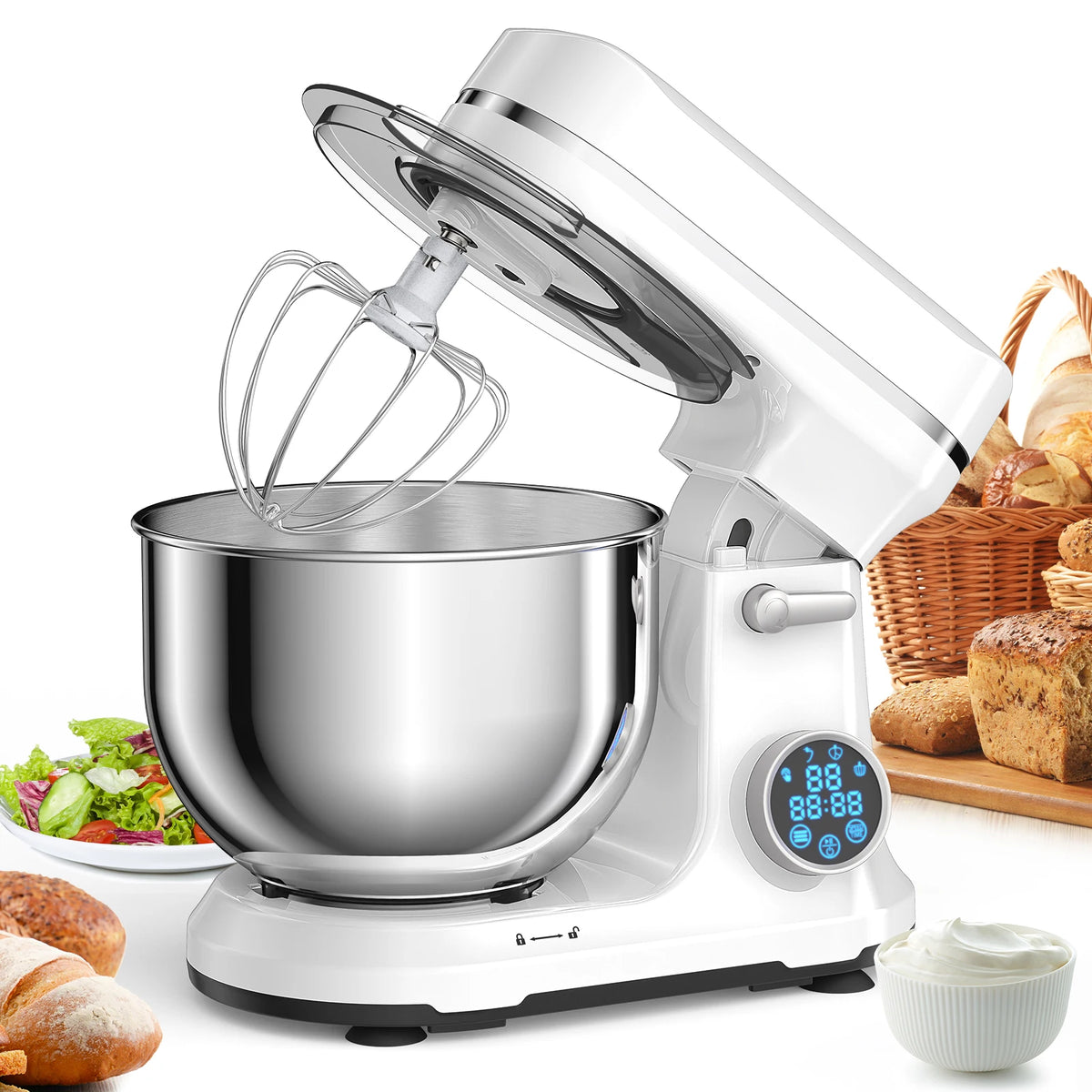 BioloMix Kitchen Stand Mixer With Tilt Head And Digital Display