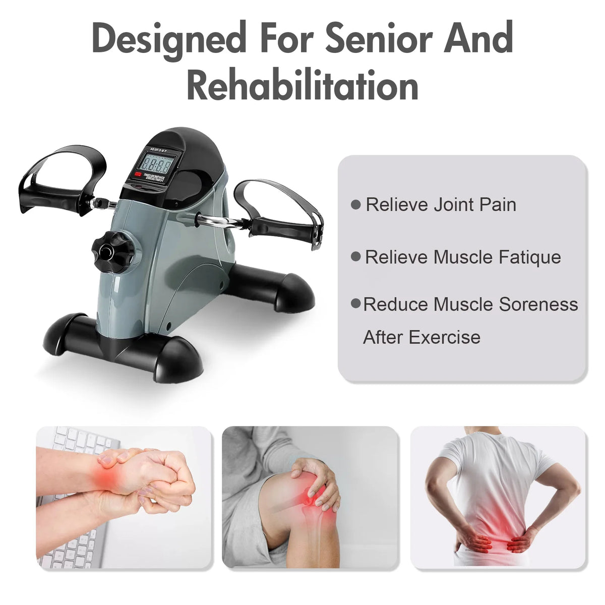 Motorized Mini Under Desk Pedal Exerciser Digital LCD Display