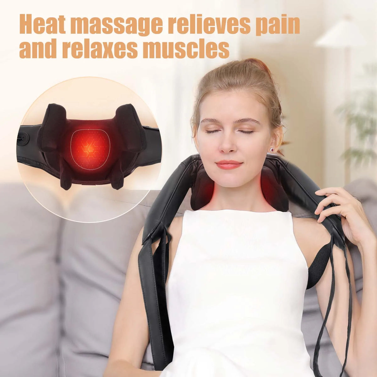 MASGRE Cordless Shiatsu Neck And Shoulder Massager With Heat