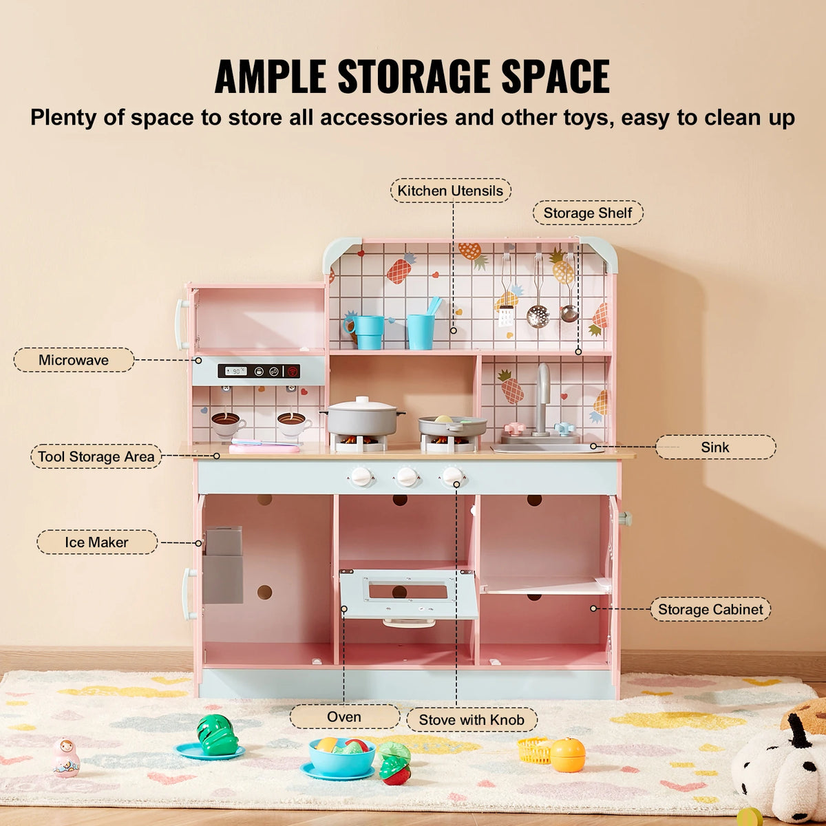 SucceBuy Kids Pretend Cooking Playset With Lights And Sounds