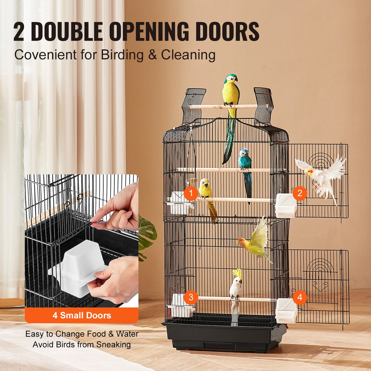 SucceBuy Hanging Parrot Bird Cage With Swing And Perch