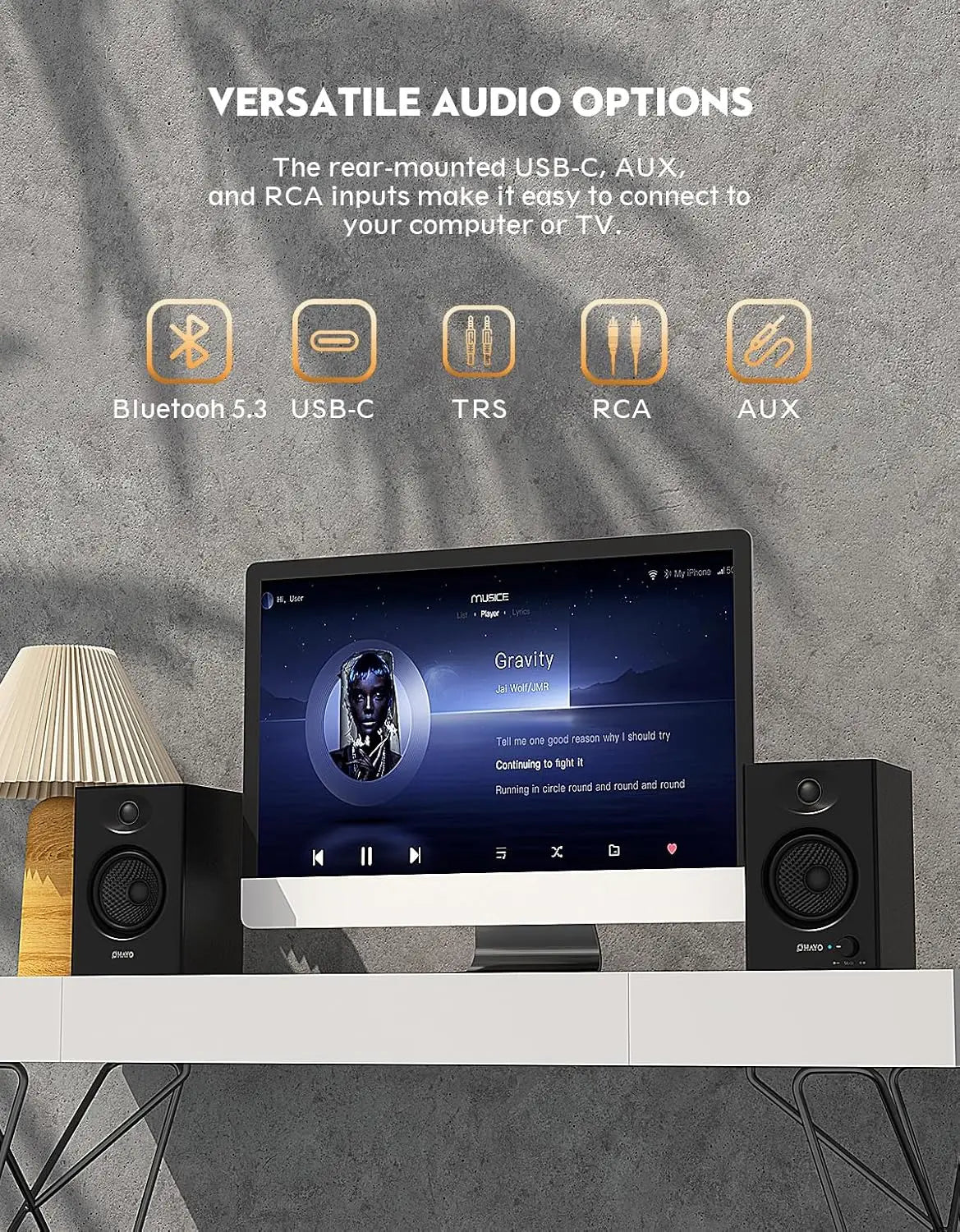 Ohayo Active Bluetooth Bookshelf Speakers For Desktop Audio