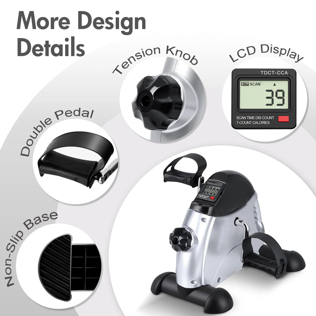 Motorized Mini Under Desk Pedal Exerciser Digital LCD Display