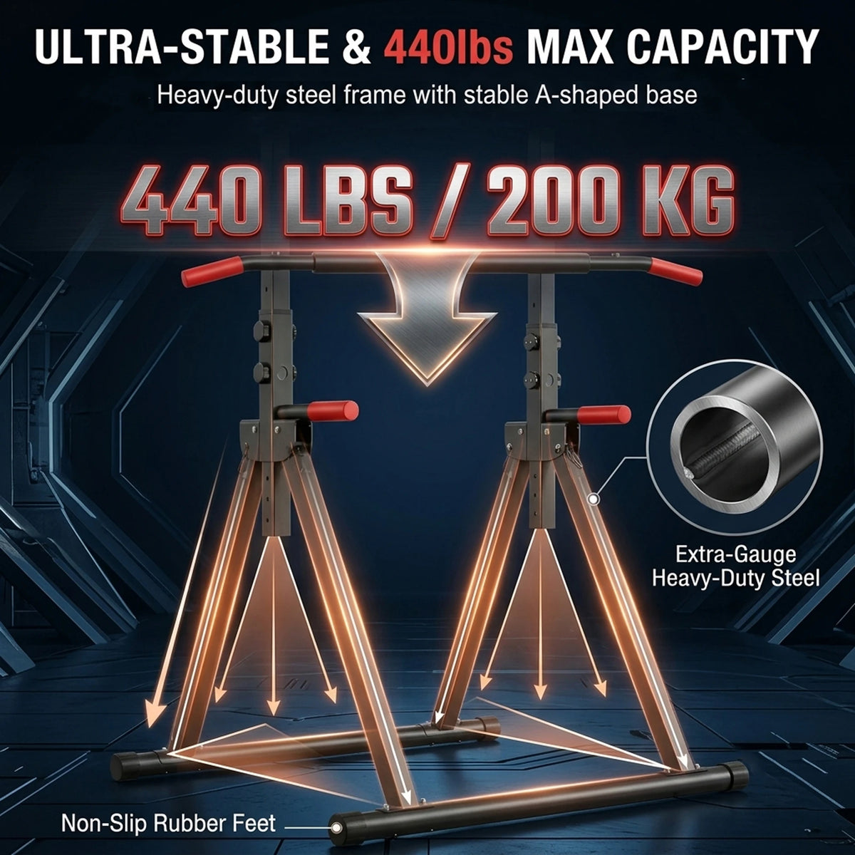 Foldable Power Tower Pull Up Bar With Adjustable Dip Station