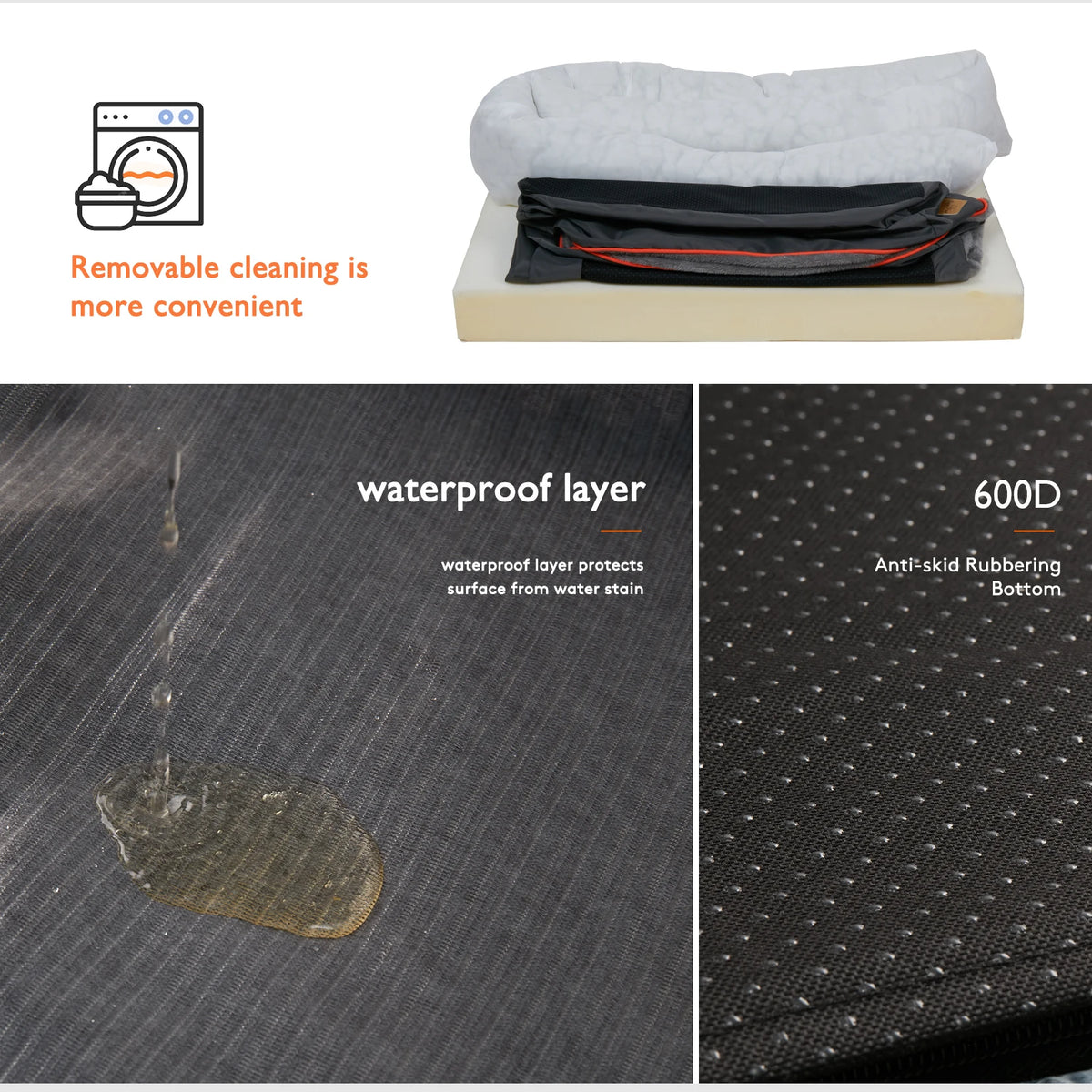 Bingopaw Soft Fleece Dog Bed Removable Washable Waterproof Cover