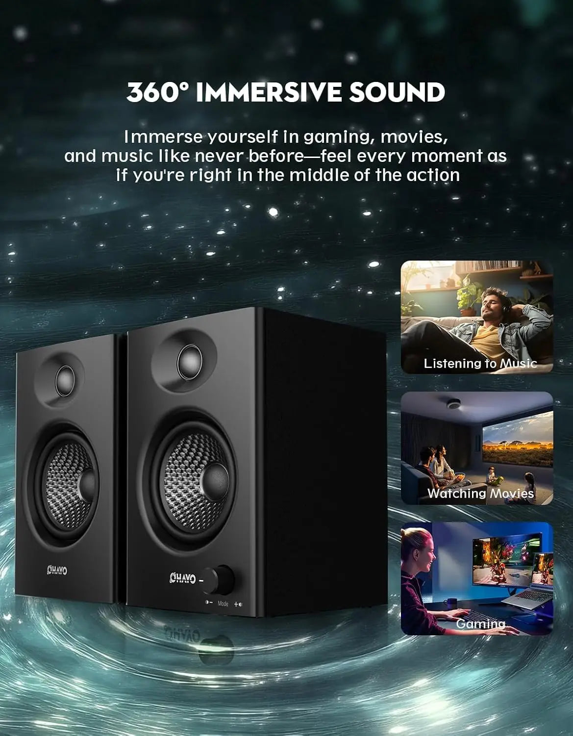 Ohayo Active Bluetooth Bookshelf Speakers For Desktop Audio