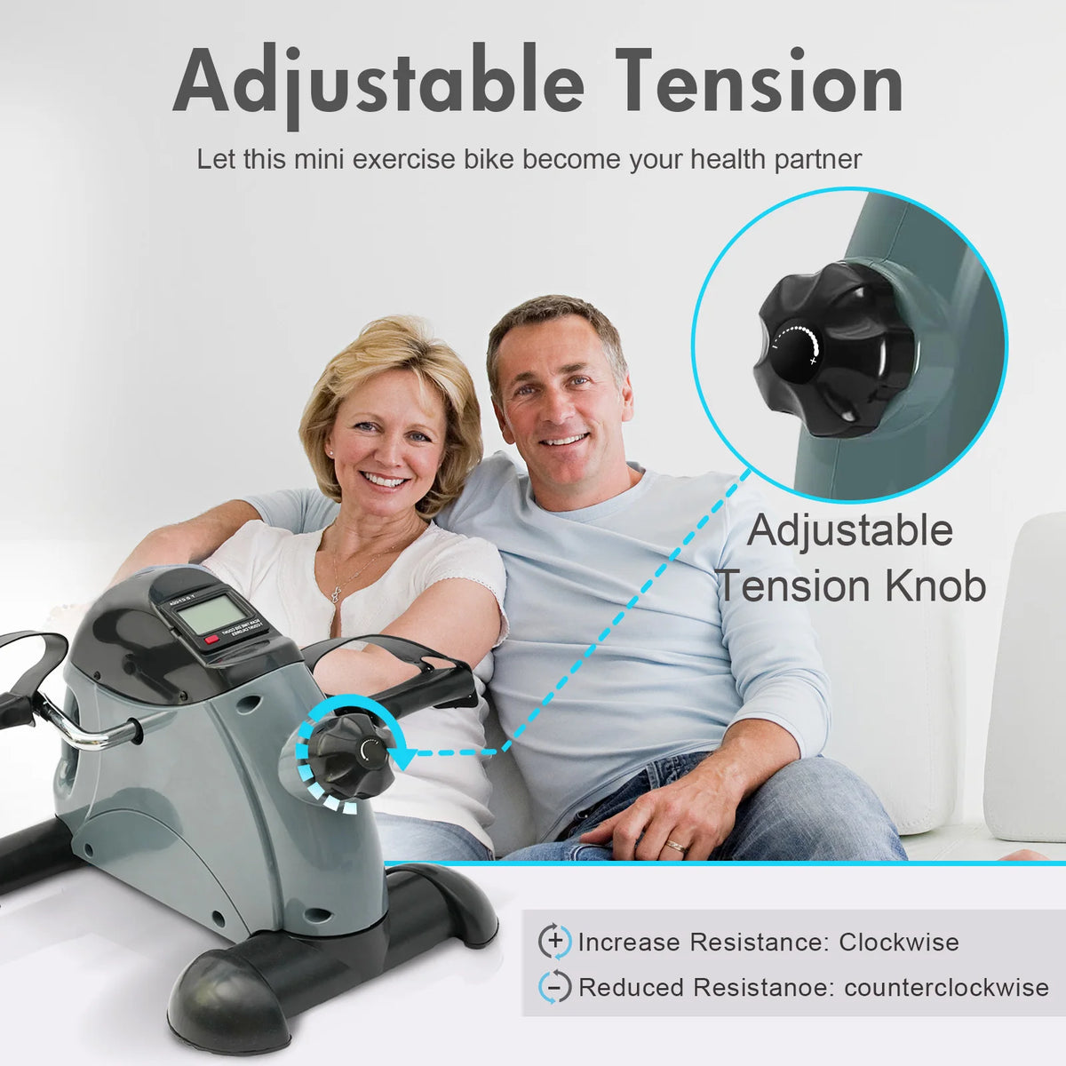 Motorized Mini Under Desk Pedal Exerciser Digital LCD Display