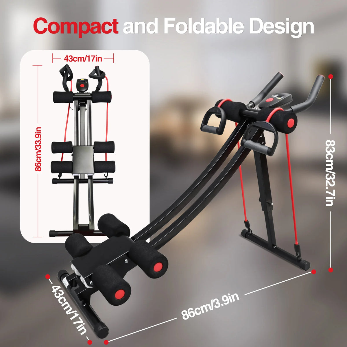 Foldable Abdominal Exerciser Core Trainer With Display For Home Gym