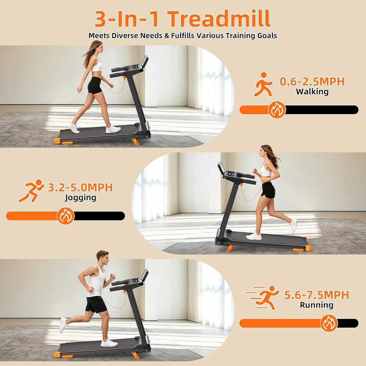 Foldable Walking Pad Treadmill With Adjustable Incline And Bluetooth