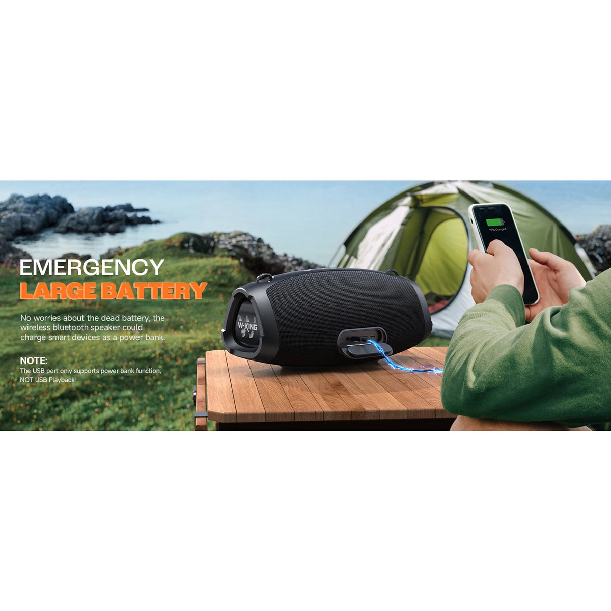 W-KING X10 Portable Waterproof Bluetooth Speaker Featuring Deep Bass