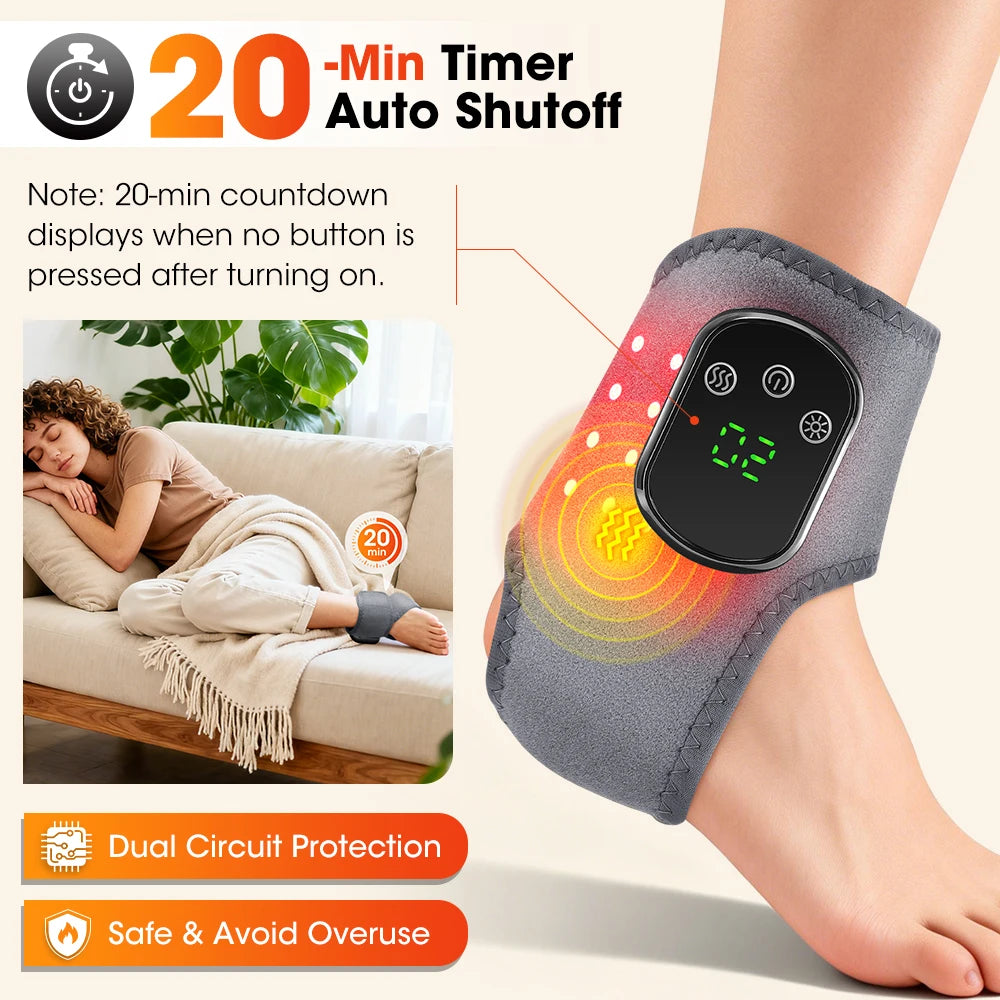 Hailicare Heated Red Light Ankle Massager With Vibration