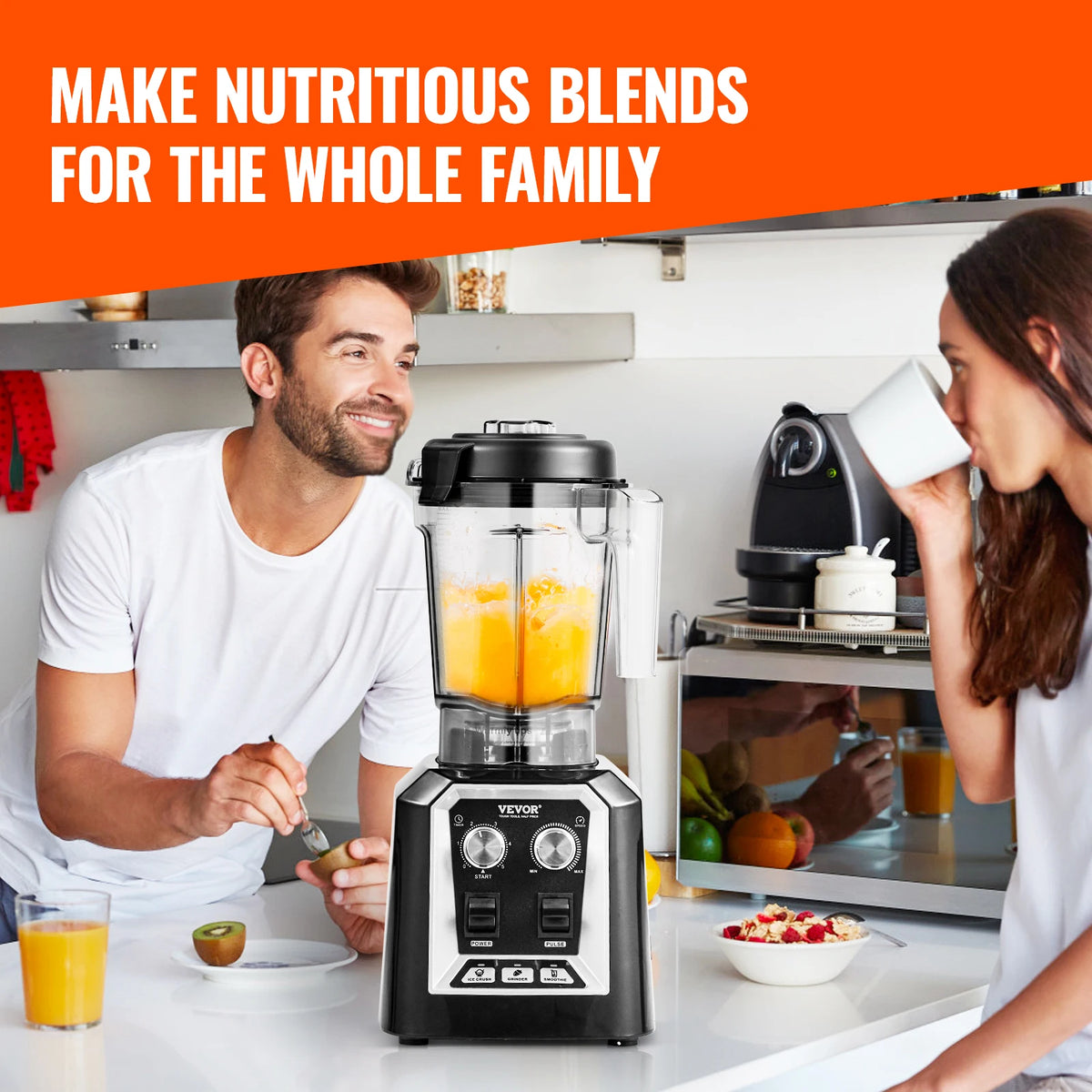 SucceBuy Professional Countertop Smoothie Blender With Stainless Steel