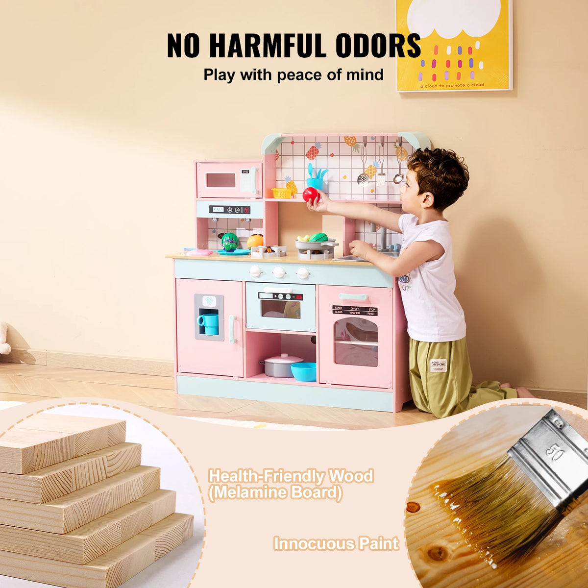 SucceBuy Kids Pretend Cooking Playset With Lights And Sounds