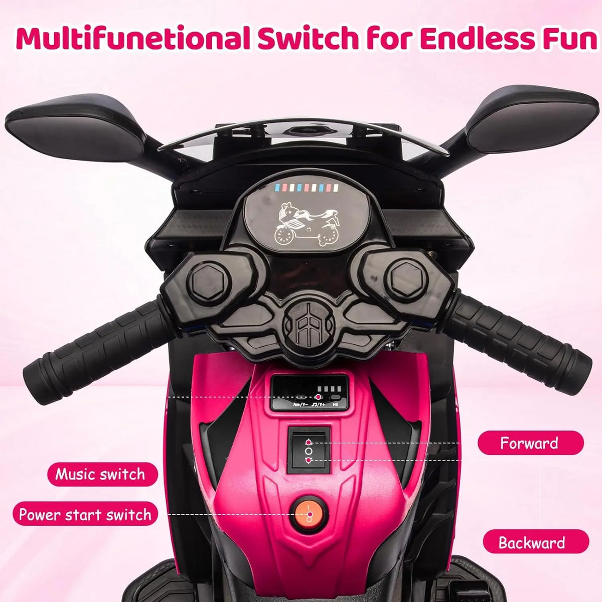 HiMISS Kids Electric Motorcycle Ride On Toy With Training Wheels