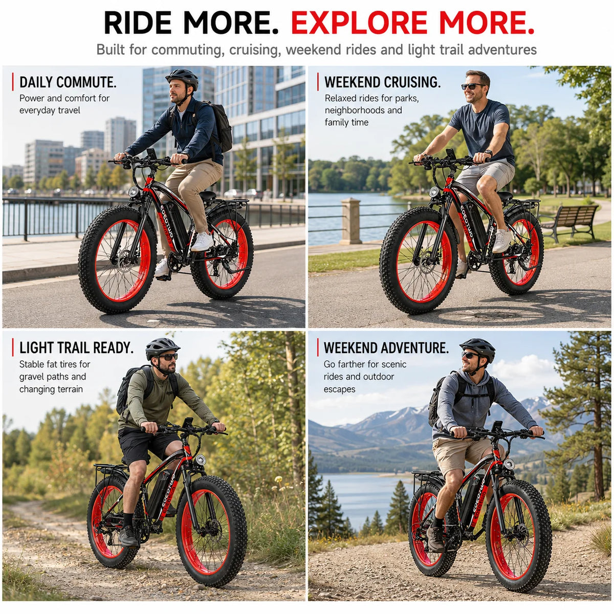 EOEOTWO 1500W Peak Electric Bike With 48V Long Range Battery
