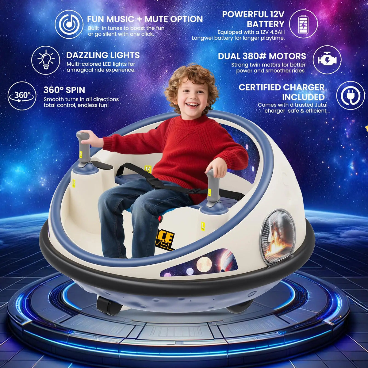 HiMiss 12V Kids Electric Bumper Car With Remote Control