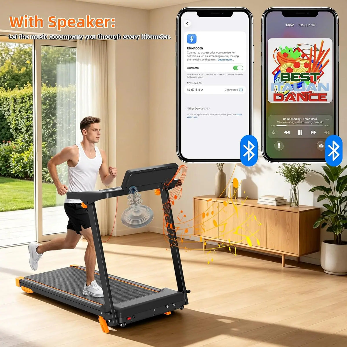 Foldable Walking Pad Treadmill With Adjustable Incline And Bluetooth