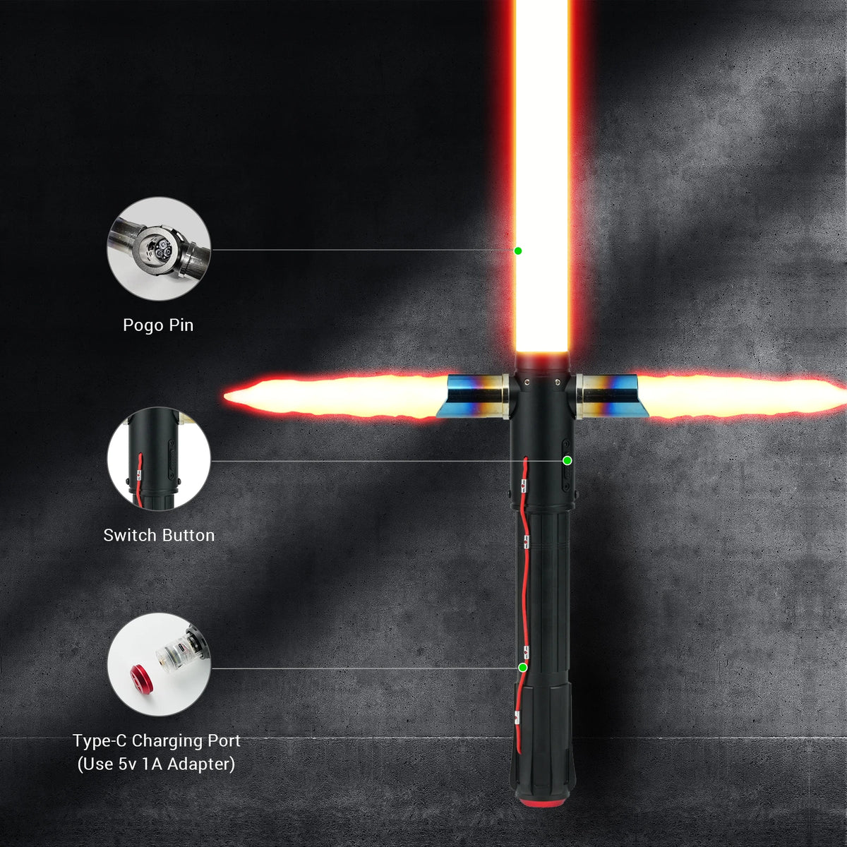 DamienSaber Kylo Ren Se Crossguard Metal Lightsaber
