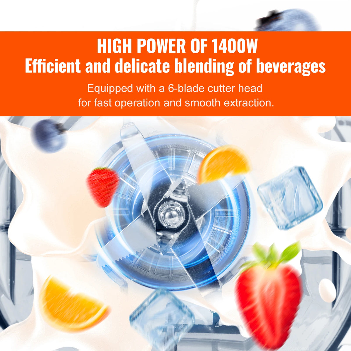 SucceBuy Professional Countertop Smoothie Blender With Stainless Steel