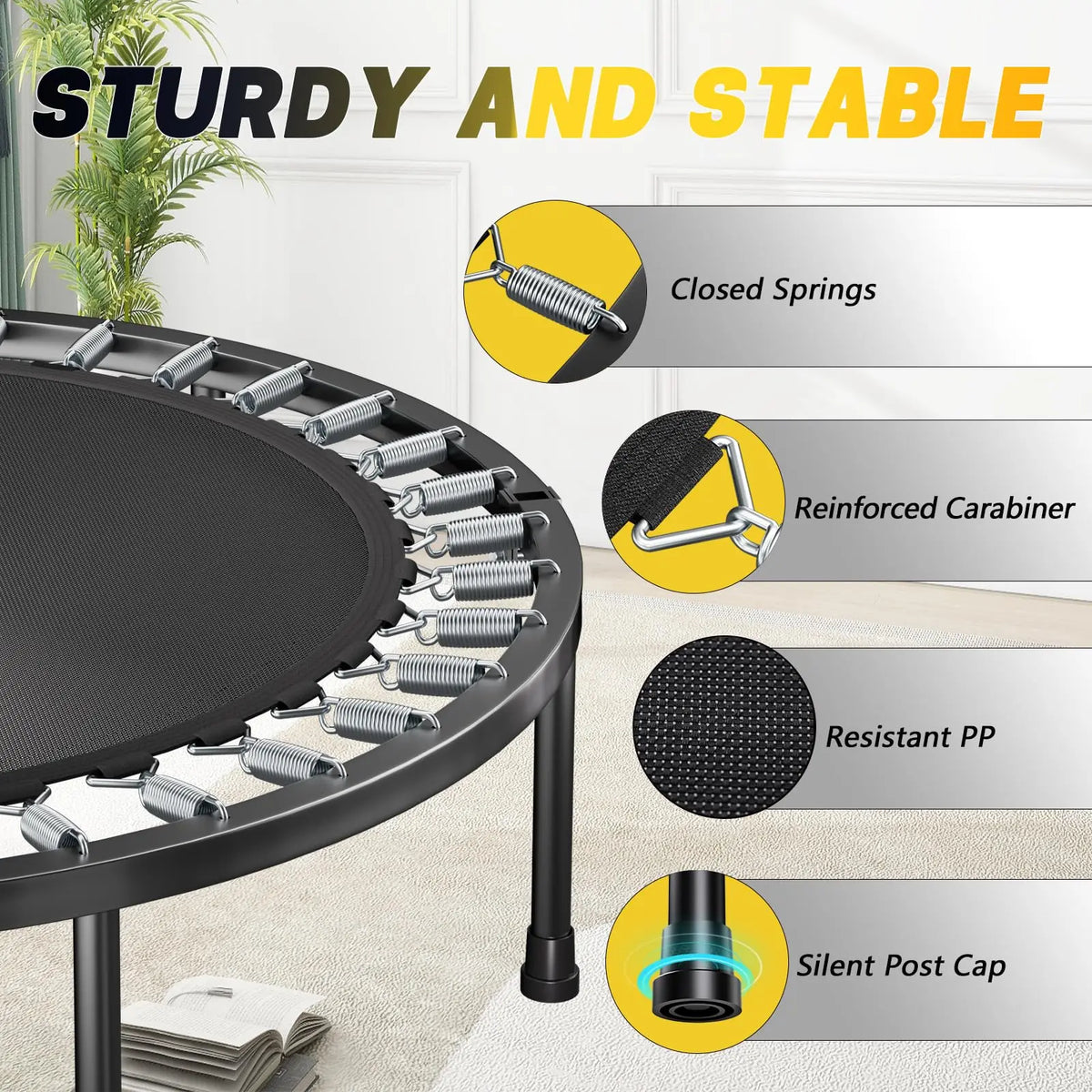 Professional Foldable Mini Rebounder Trampoline For Home Cardio Fitness
