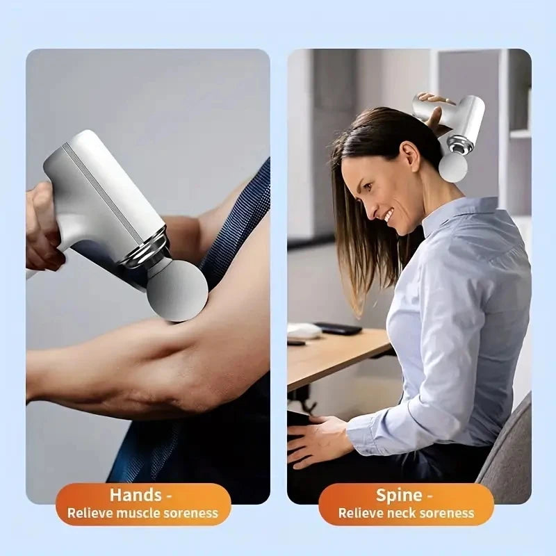 Portable Electric Fascia Massage Gun With Four Replacement Heads