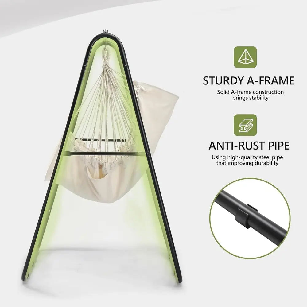 Heavy Duty Hammock Chair Stand With Dual Pillows Indoor Patio