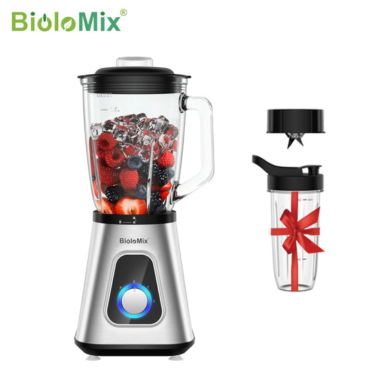 BioloMix Glass Smoothie Blender With Six Ice Crushing Blades