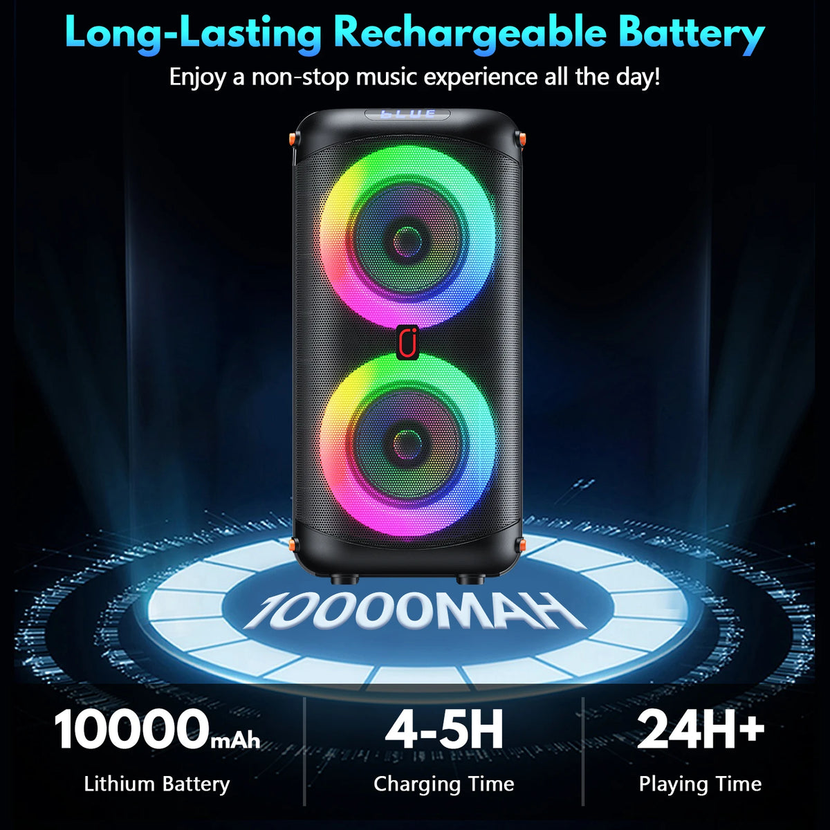 FanFun Wireless Karaoke Speaker With Dual Microphones And Led Lighting