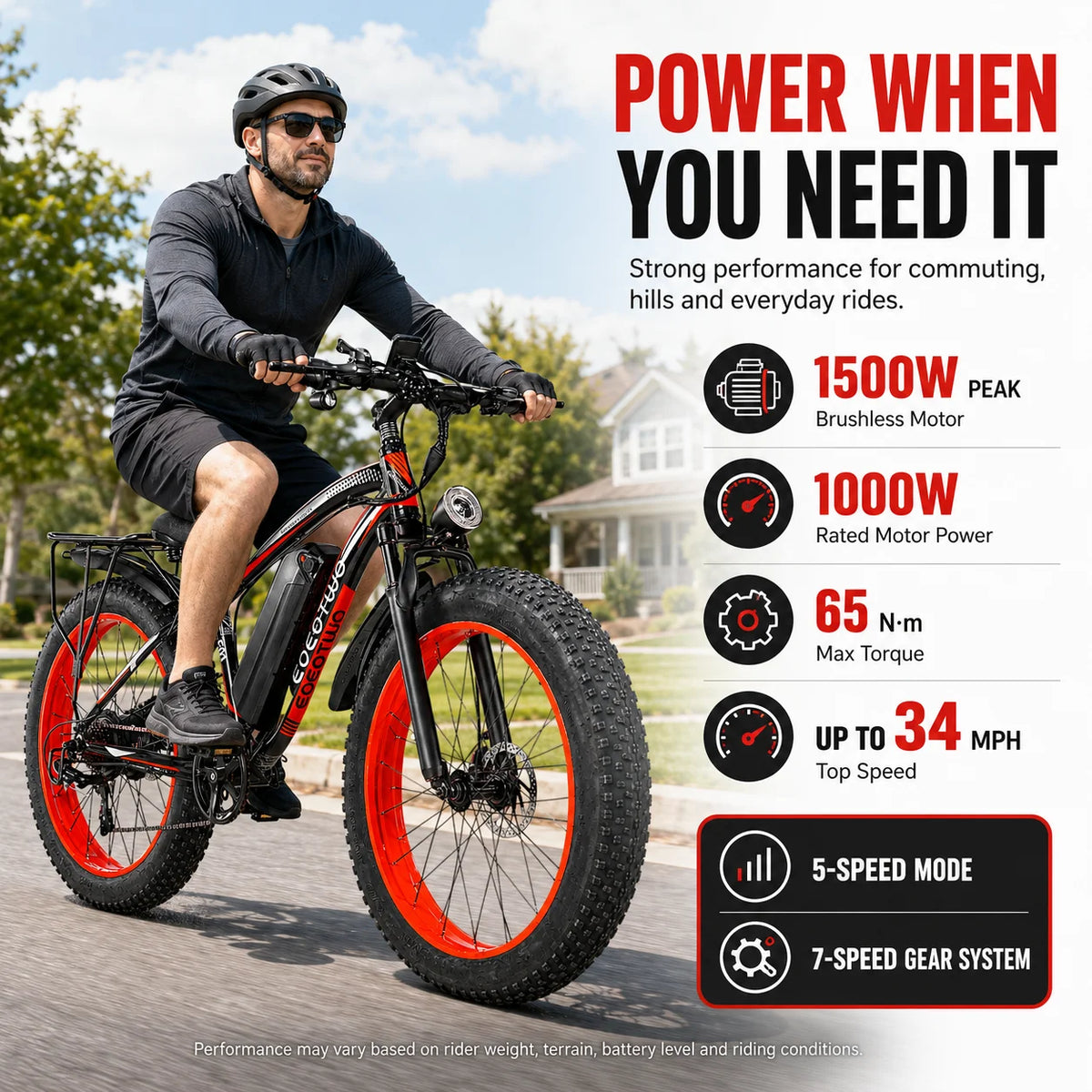 EOEOTWO 1000W Motor Adult Fat Tire Electric Bicycle