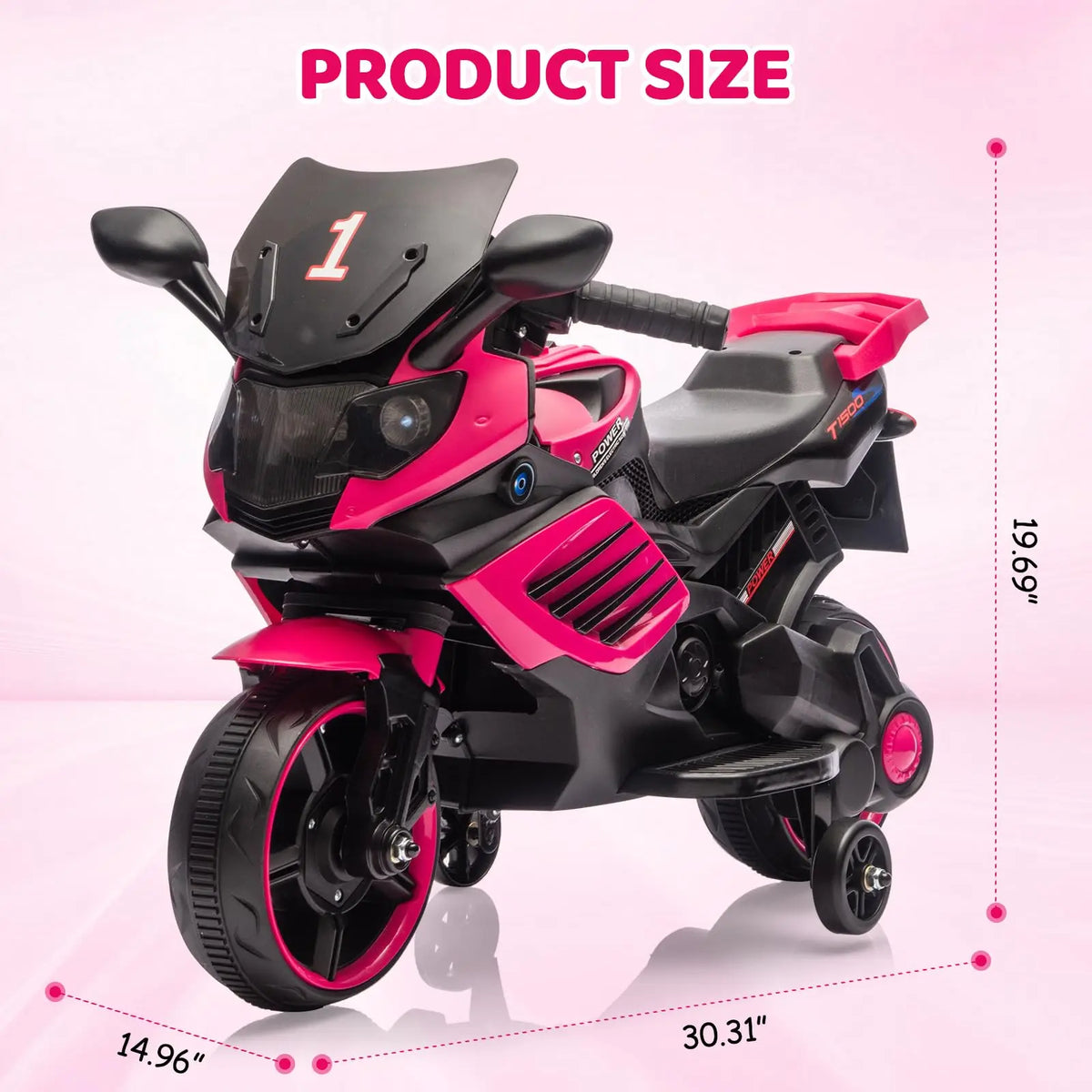 HiMiss Kids Electric Ride On Motorcycle With Training Wheels Toddlers