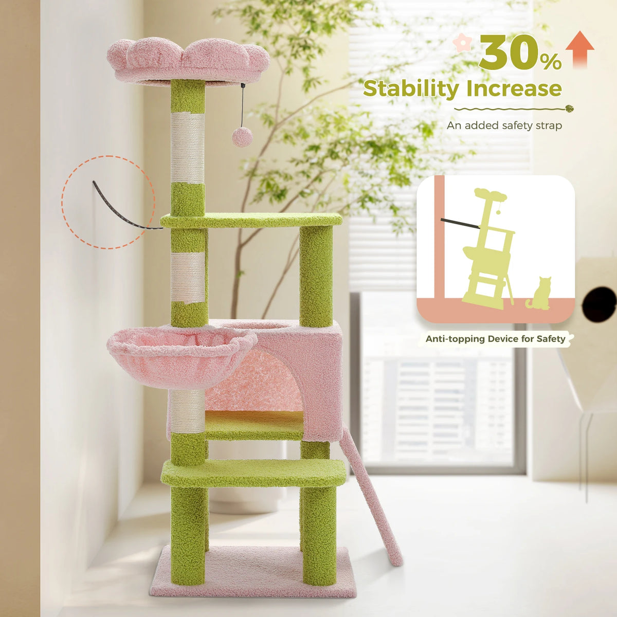 PAWZ Road Flower Multi Level Cat Tower With Sisal Posts
