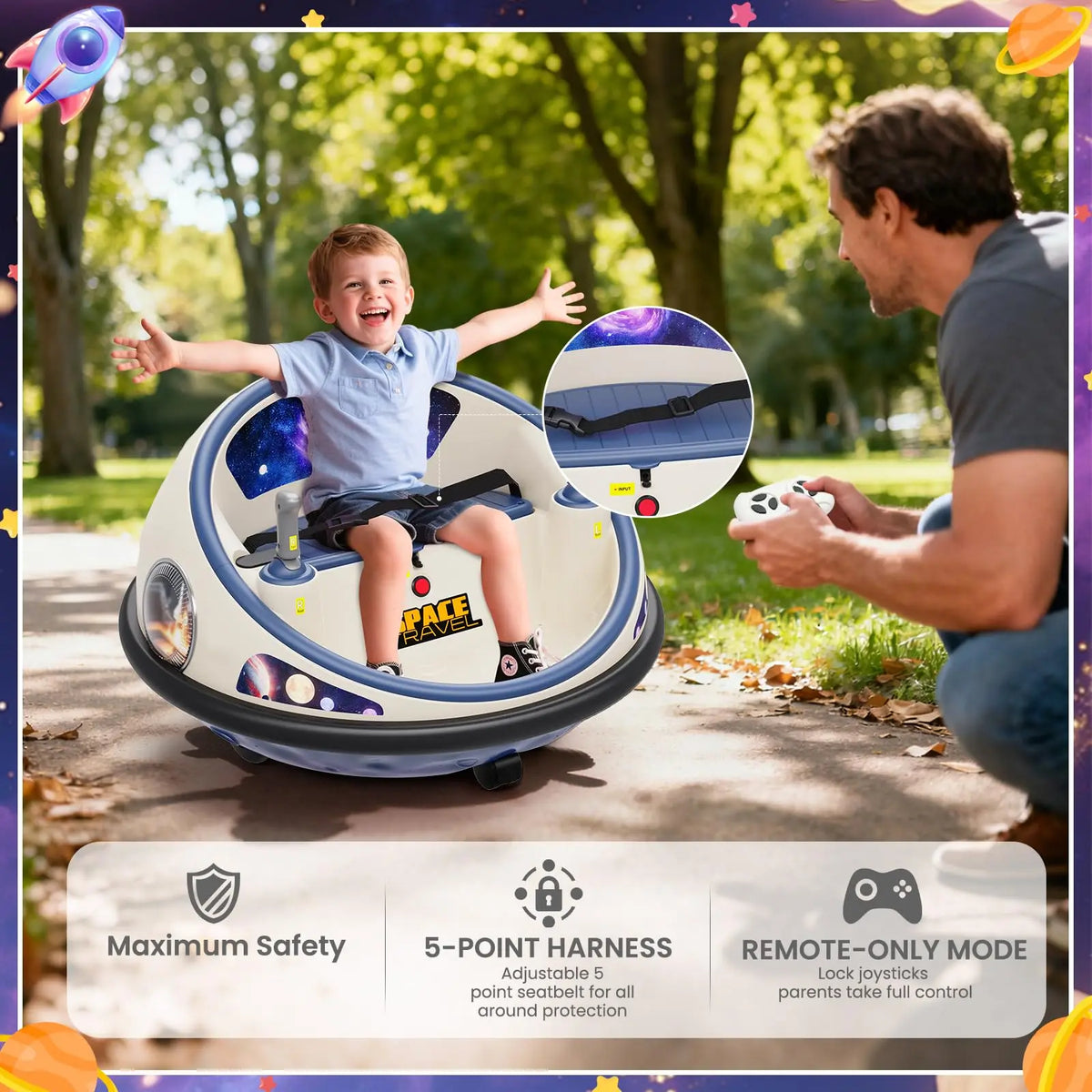 HiMiss 12V Kids Electric Bumper Car With Remote Control