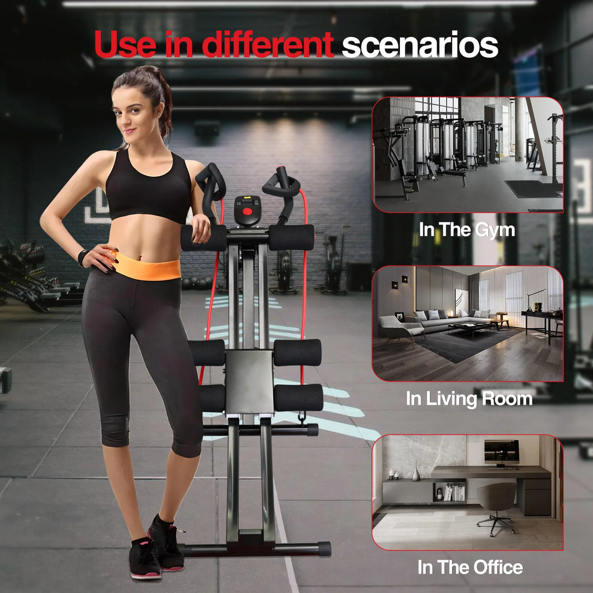 Foldable Abdominal Exerciser Core Trainer With Display For Home Gym
