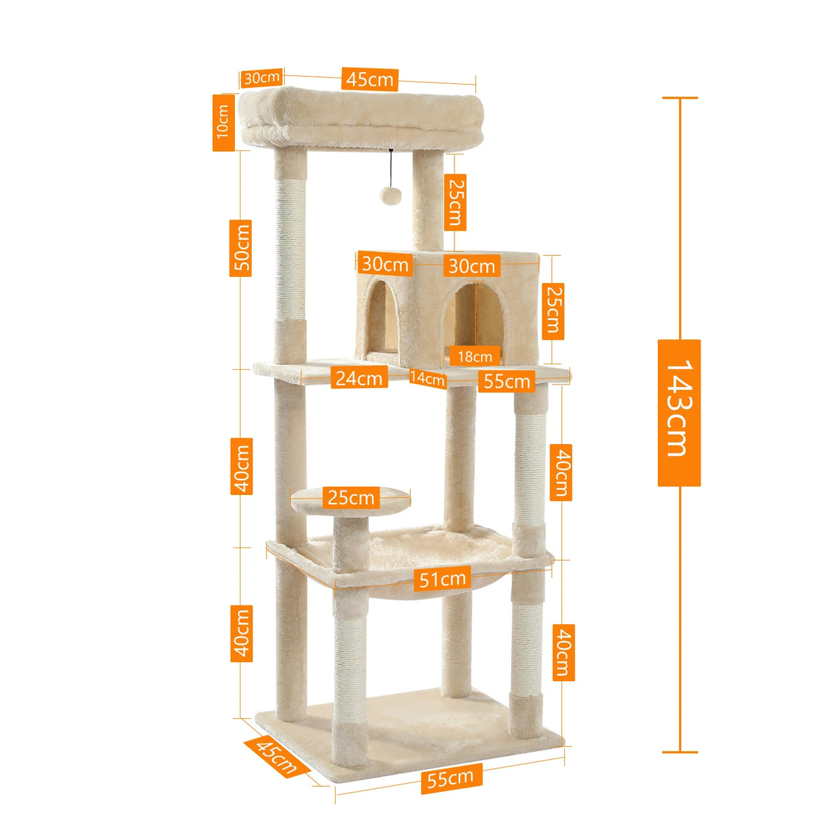 Pawz Road Multi Level Cat Tower With Hammock Sisal Posts